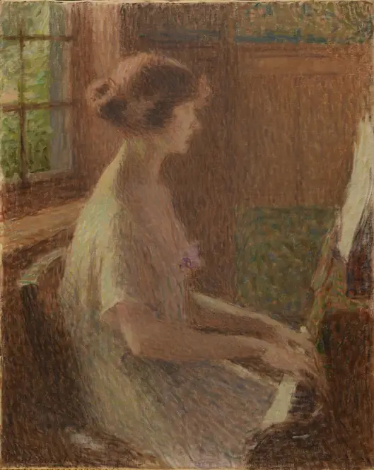 Jeune fille au piano. Portrait de Mademoiselle Warnier (1922) by Ernest Laurent